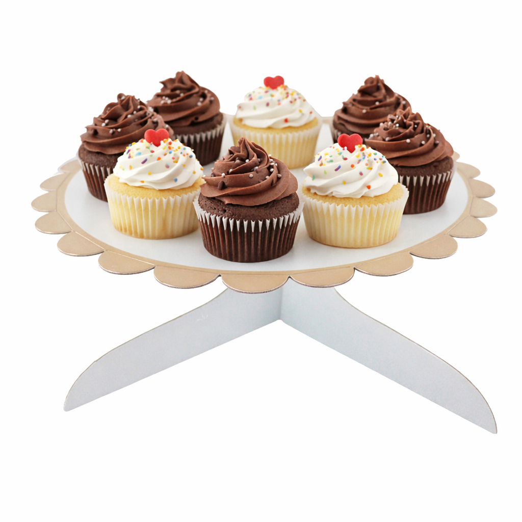 Stand para Cupcakes o Pastel color Blanco/ Dorado - 1 Nivel