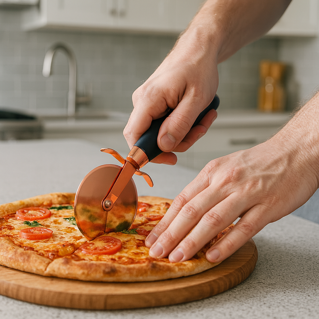 Cortador de Pizza con Rueda de Acero Inoxidable - Azul