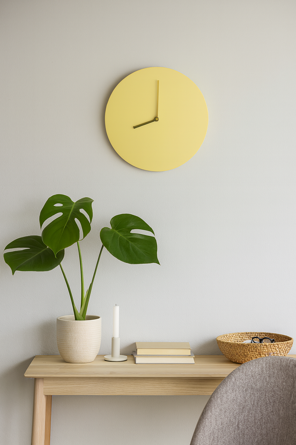Reloj Pared Amarillo Minimalista