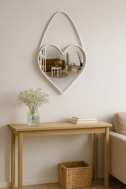 Espejo de Pared Decorativo - Corazón Blanco
