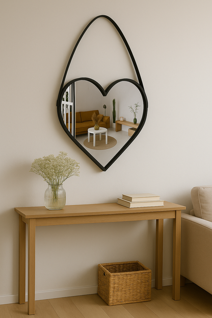 Espejo de Pared Decorativo - Corazón Negro