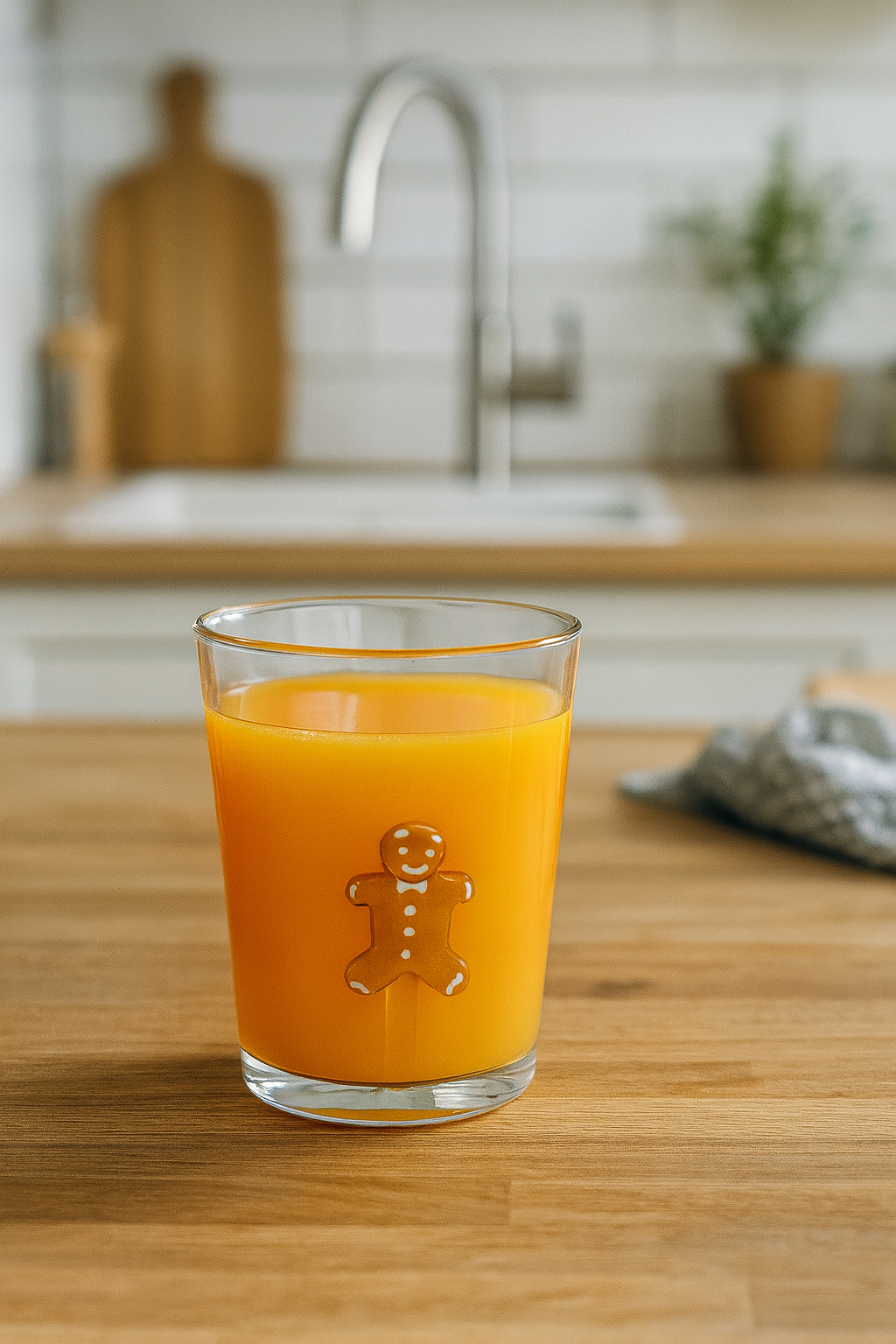 Vaso de Cristal con Figura de Muñeco de Jengibre 400 ml