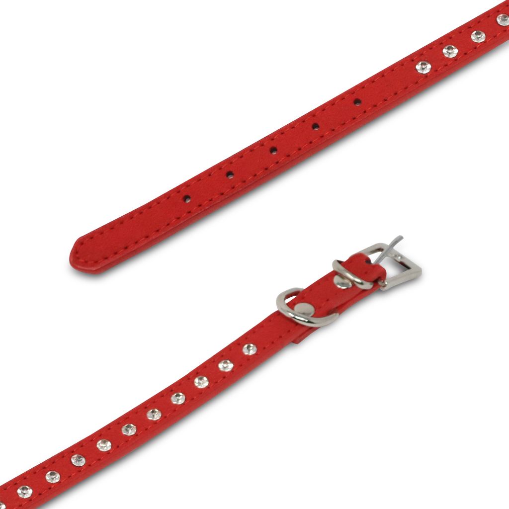 Collar para Mascota Rojo con Estoperoles - 1.5 cm x 30 cm