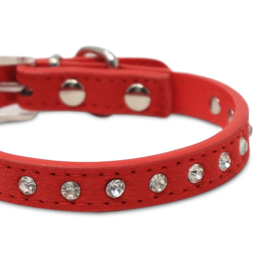 Collar para Mascota Rojo con Estoperoles - 1.5 cm x 30 cm
