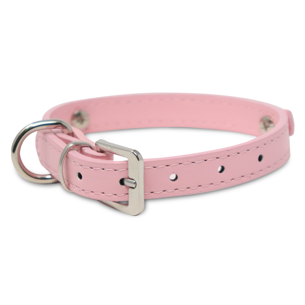 Collar para Mascota - Cuero Rosa con Estoperoles 42 cm