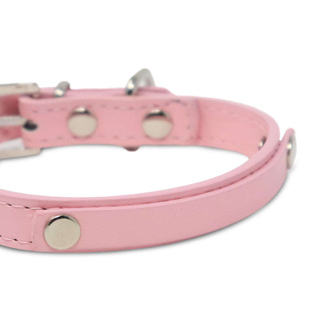 Collar para Mascota - Cuero Rosa con Estoperoles 37 cm