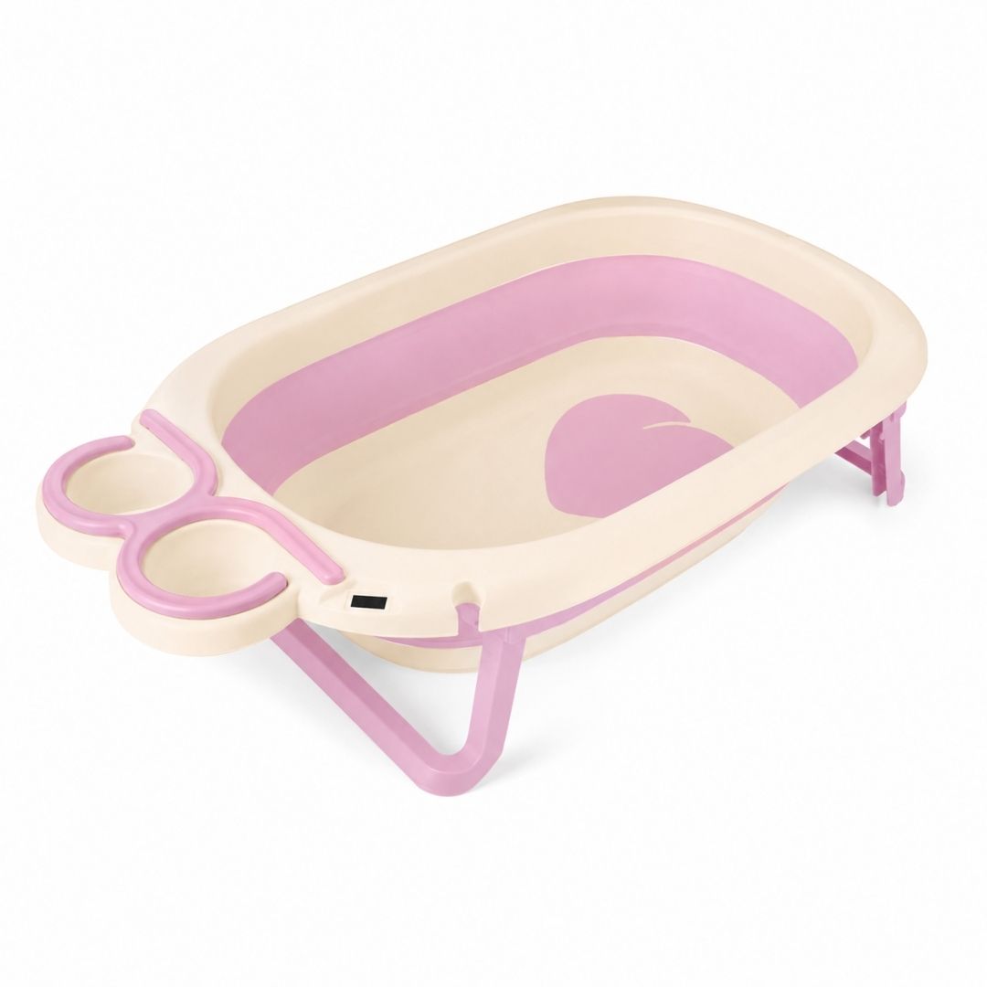 Bañera Plegable Rosa con Termómetro Digital