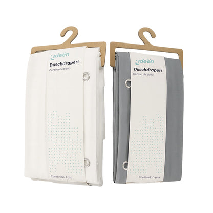 Juego de 2 Cortinas de Baño - Color Blanco y Gris