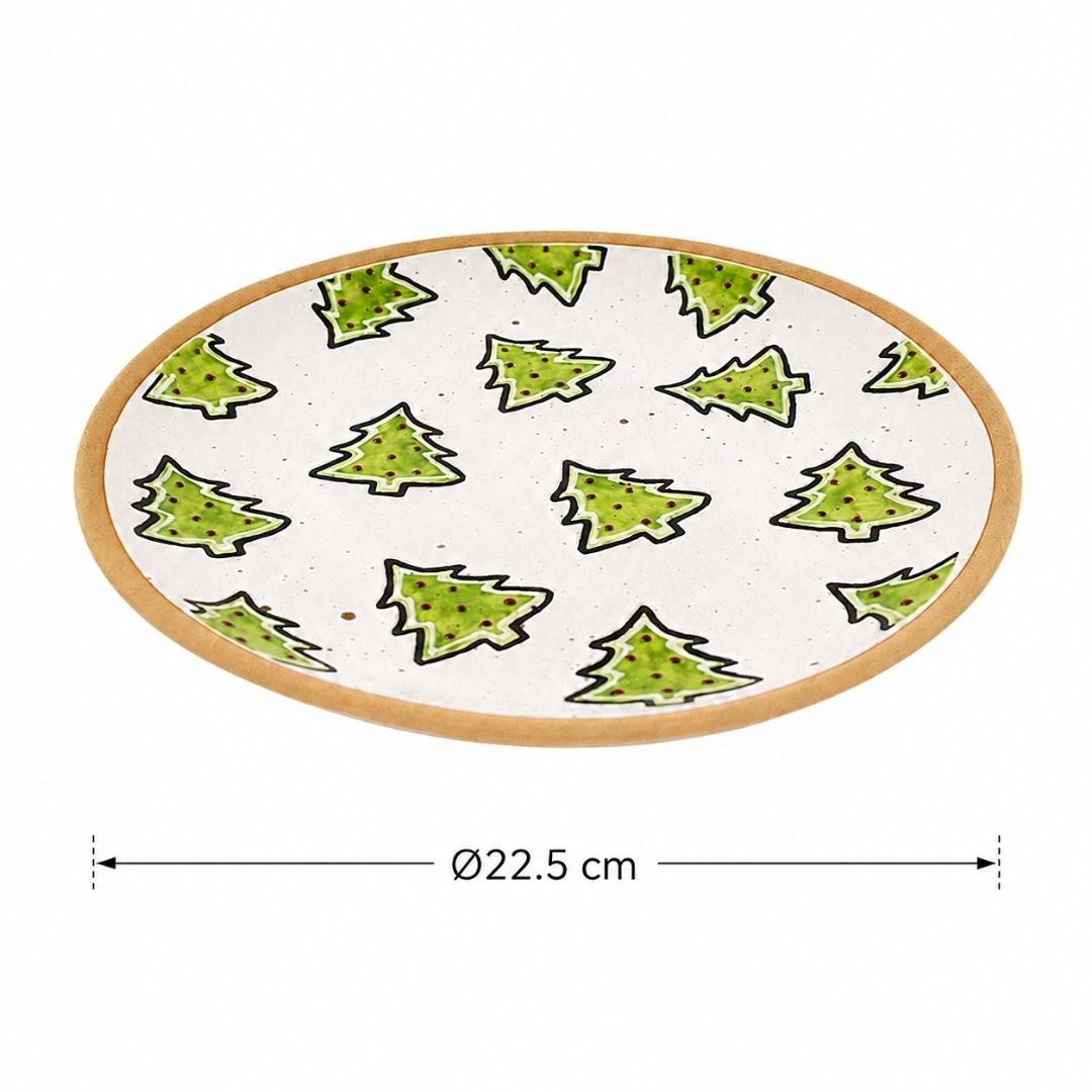 Plato de Cerámica con Diseño Pinos de Jengibre - Ø22.5 cm.
