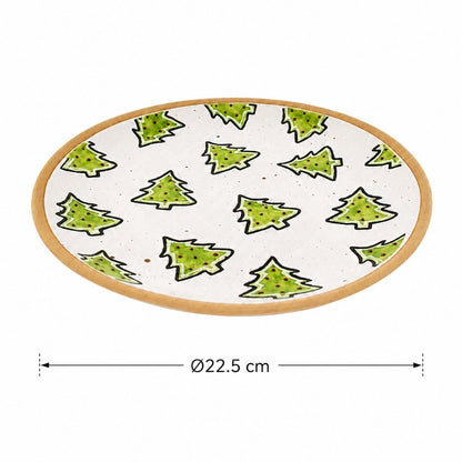 Plato de Cerámica con Diseño Pinos de Jengibre - Ø22.5 cm.