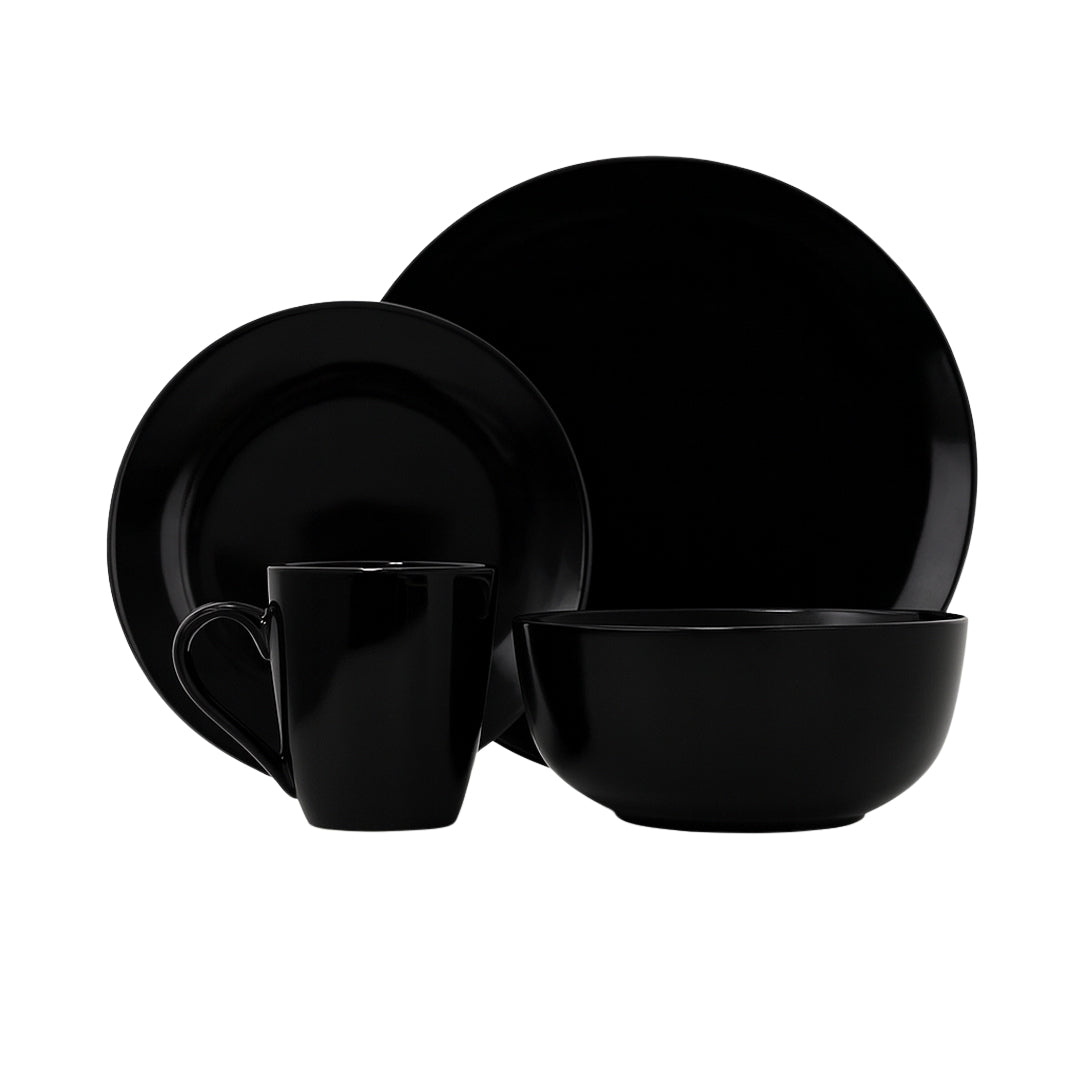 Vajilla BLACK para 6 Personas - Cerámica Negra 24 piezas