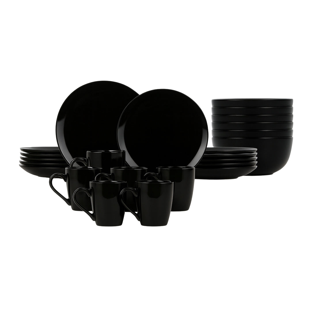 Vajilla BLACK para 6 Personas - Cerámica Negra 24 piezas