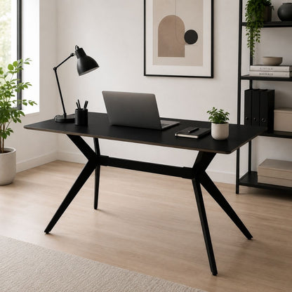 Mesa de Escritorio Negro – Base de Metal 120 cm