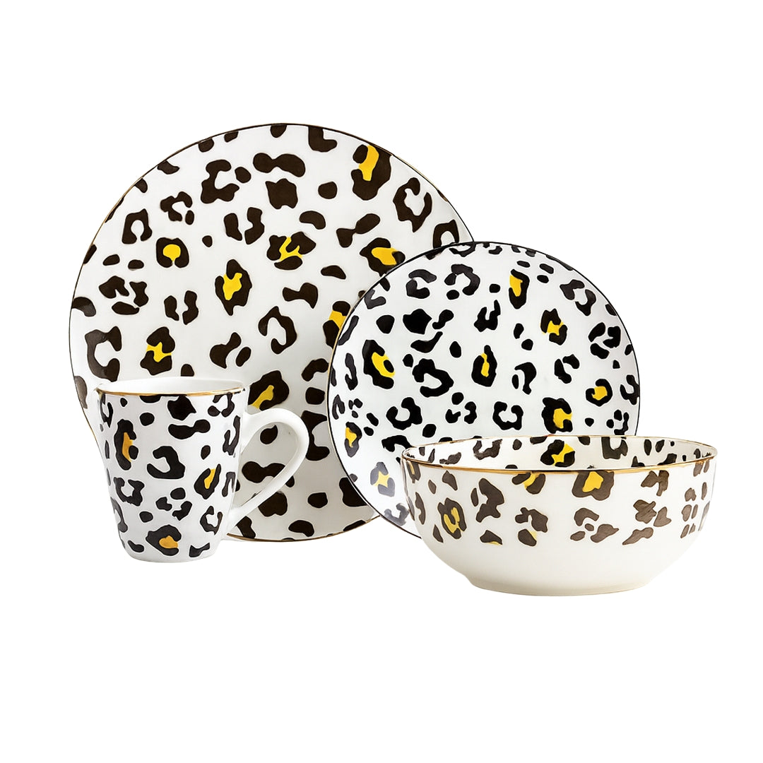 Vajilla Animal Print para 6 Personas - Cerámica Estampada 24 piezas