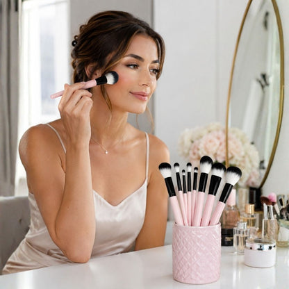 Set de 11 Brochas de Maquillaje Bicolor
