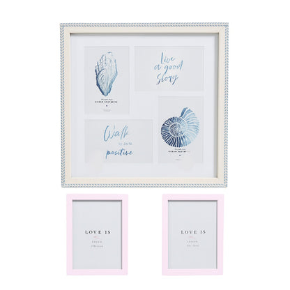 Juego de Portarretratos Minimalistas Múltiple Gris y Rosa