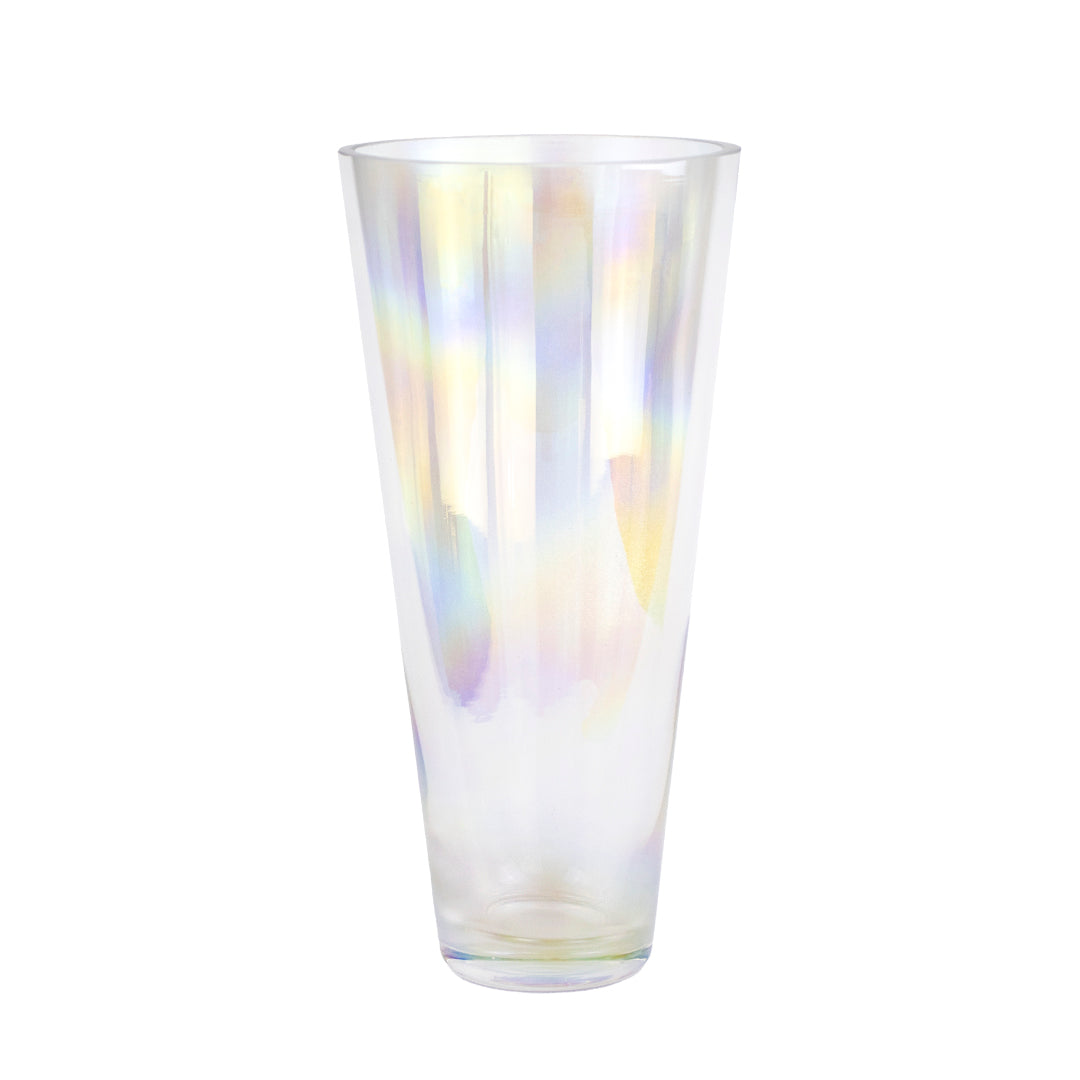 Florero Cilíndrico de Cristal Iridiscente Arcoíris