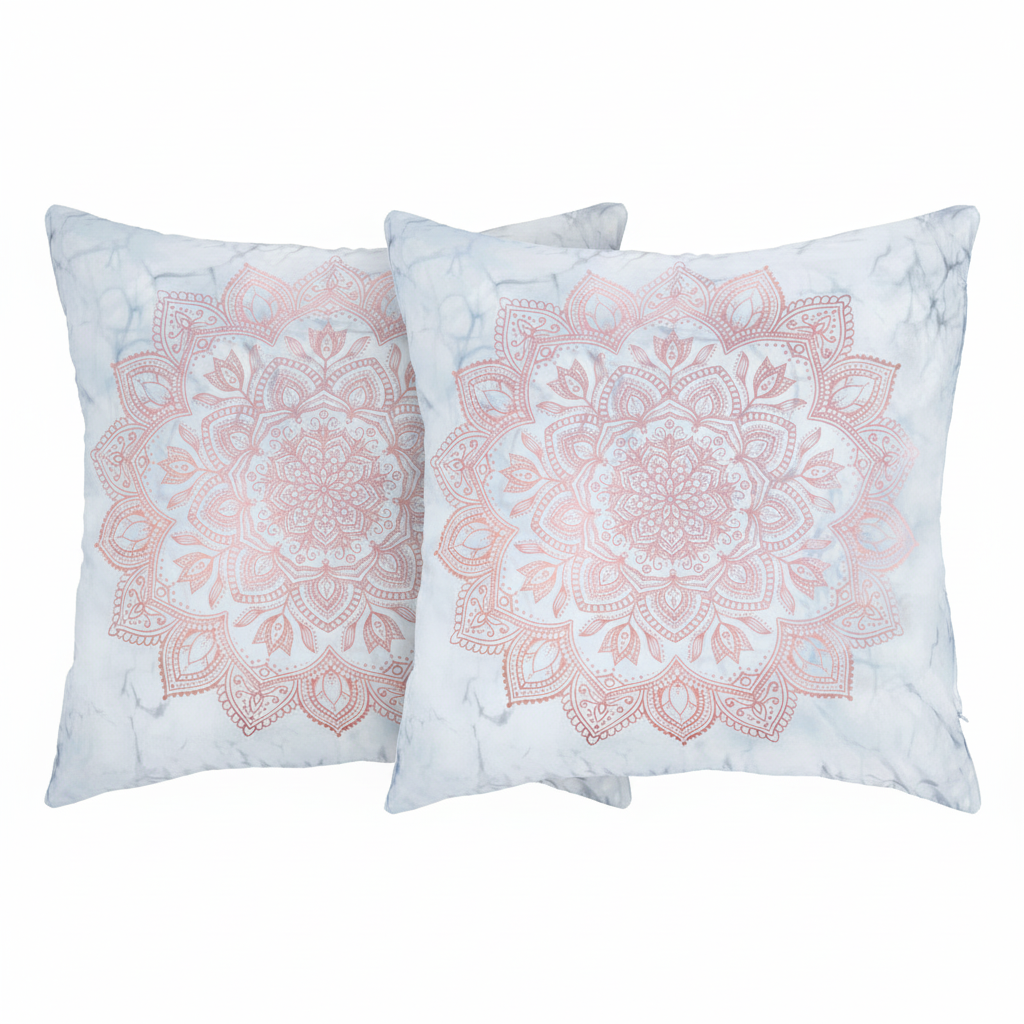 Set de 2 Fundas para Cojín Blancas y Nude