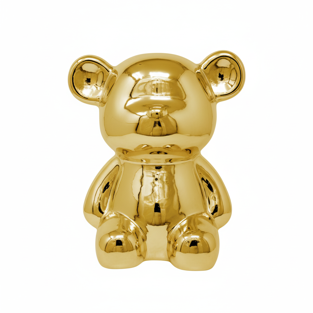 Oso Decorativo Dorado Brillante - 10x8 cm