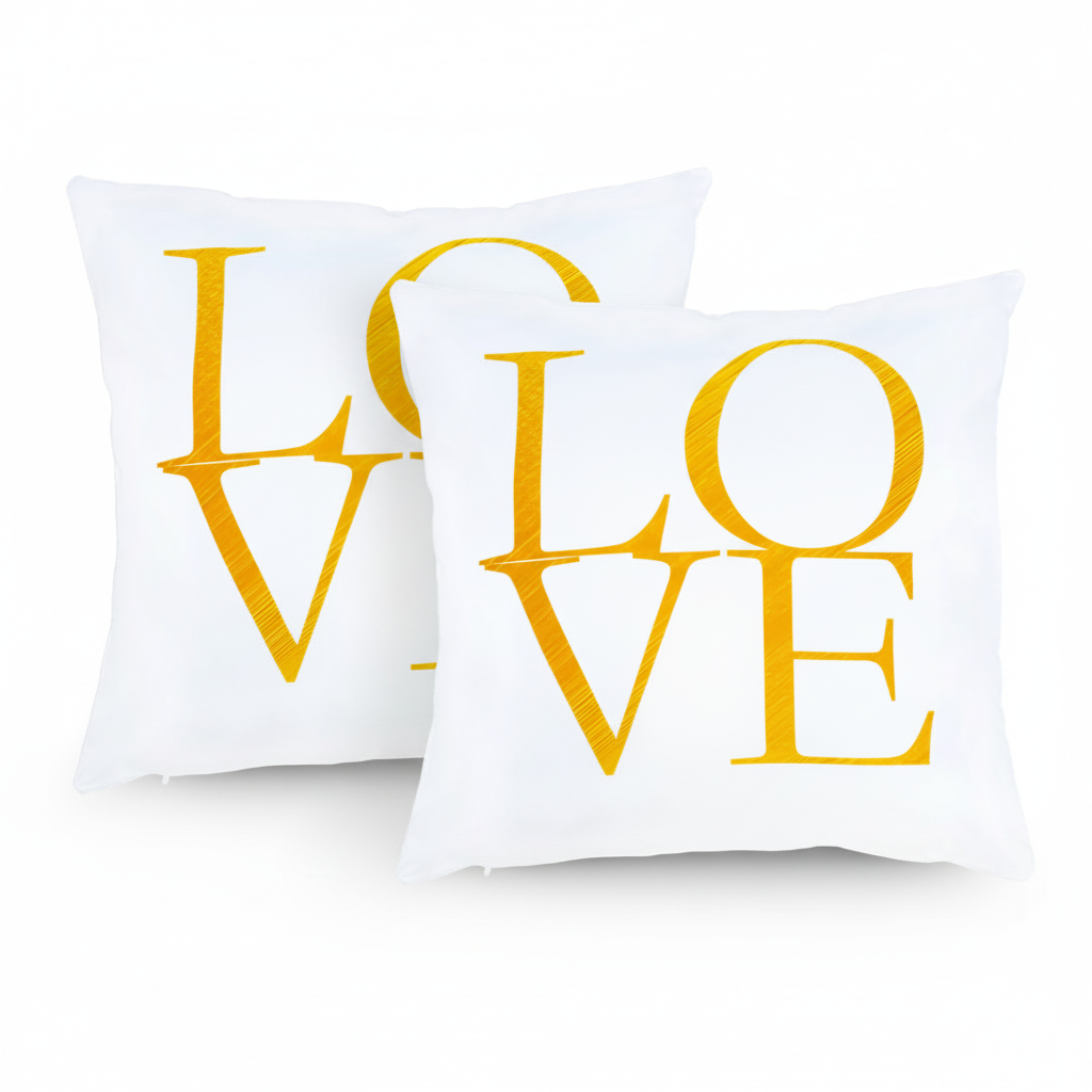 Set de 2 Fundas para Cojín Blancas con Estampado "Love"