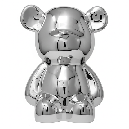 Oso Decorativa Plateado Brillante - 27x25 cm