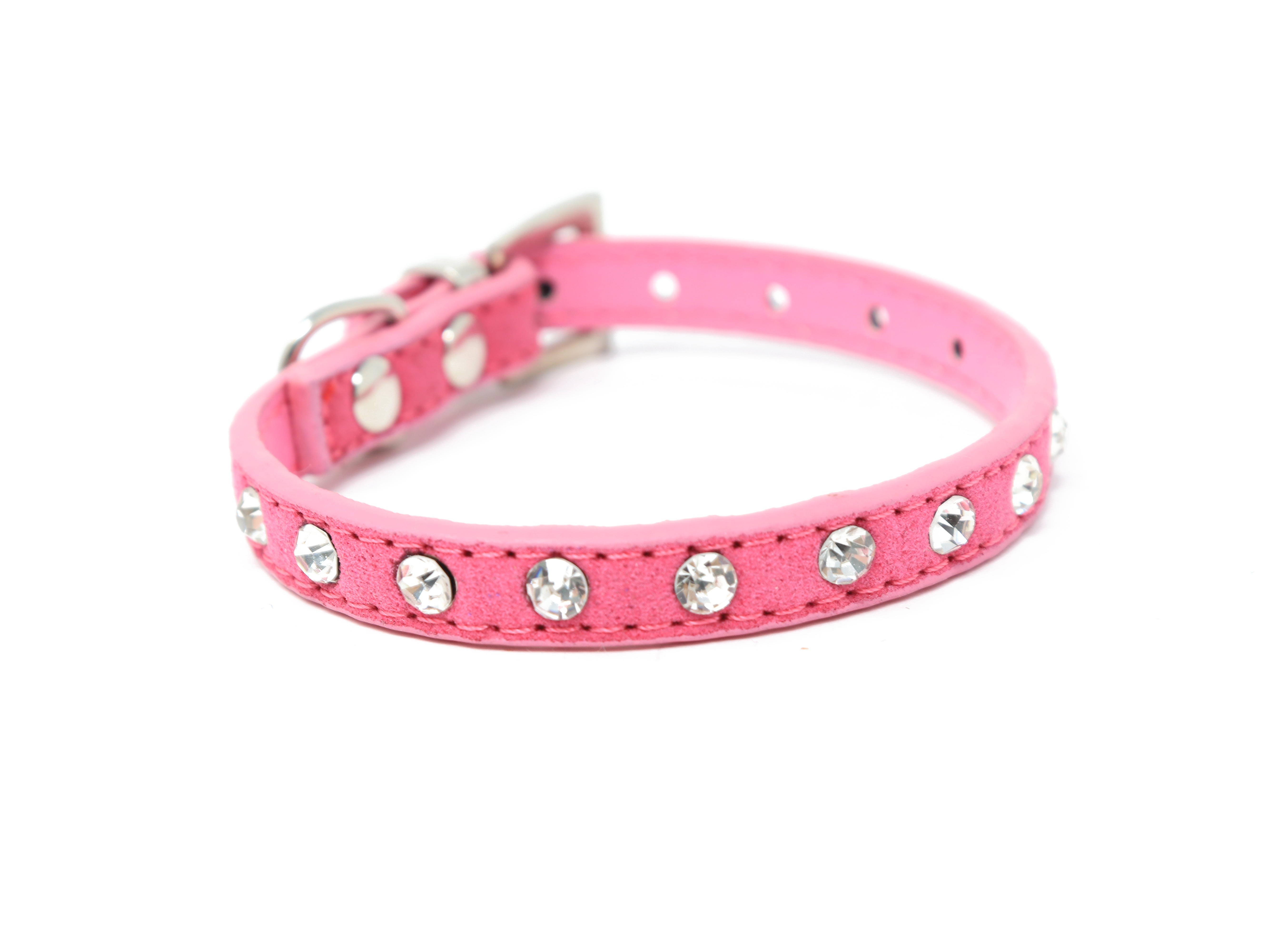 Collar para Mascota Rosa con Pedrería Brillante - 30 cm