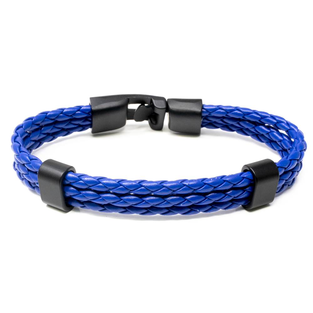 Pulsera para Hombre Azul con Placas – Estilo Moderno y Sofisticado