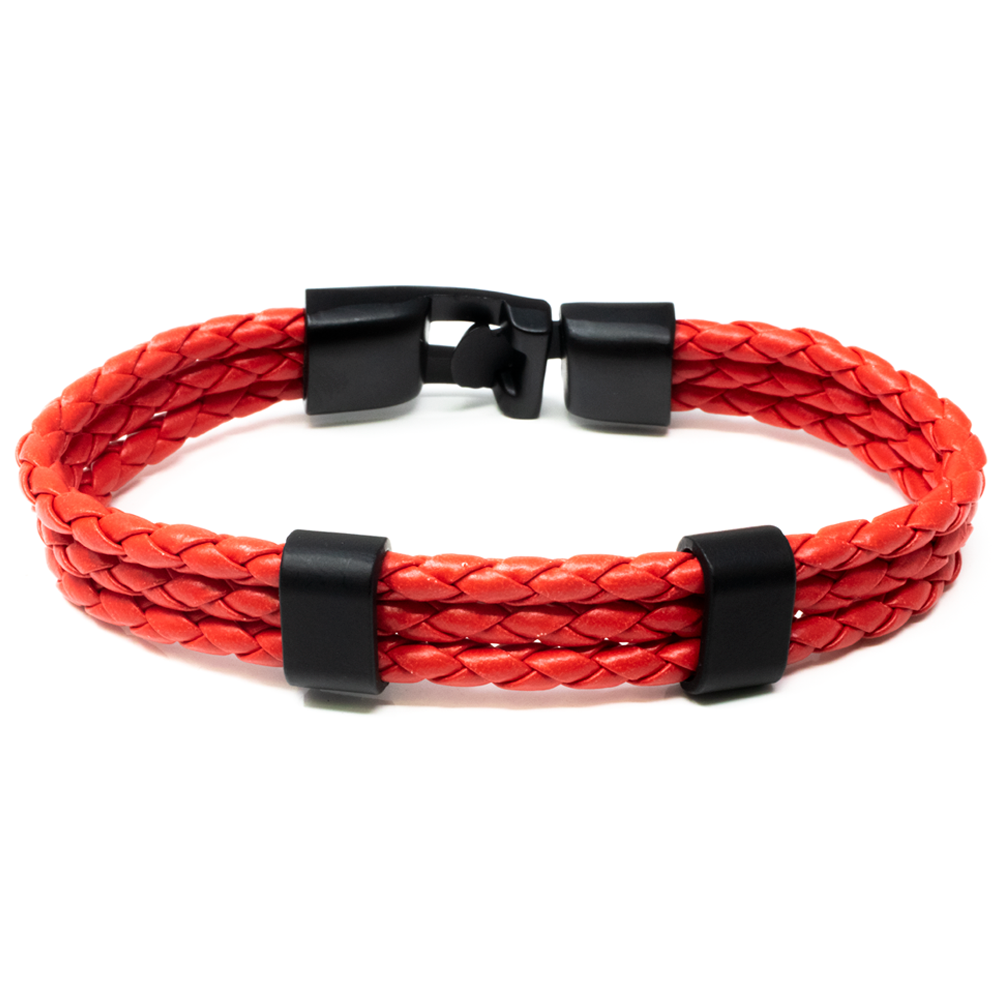 Pulsera para Hombre Roja con Placas – Estilo Audaz y Contemporáneo