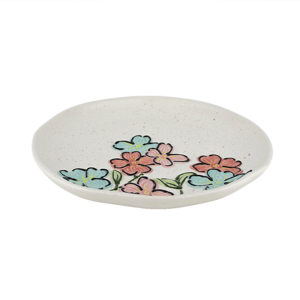 Plato De Cerámica Diseño de Flores