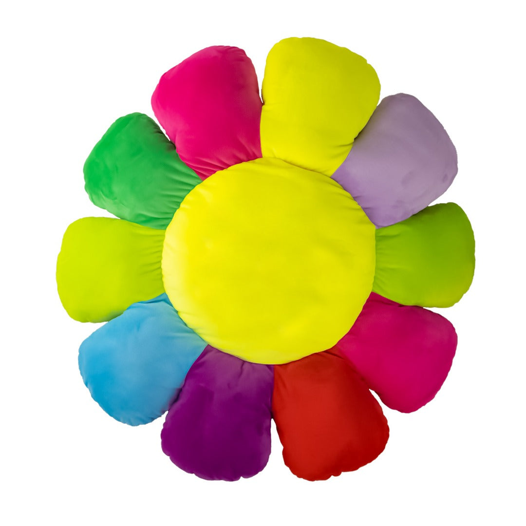 Cojín Flor Multicolor con Carita Sonriente