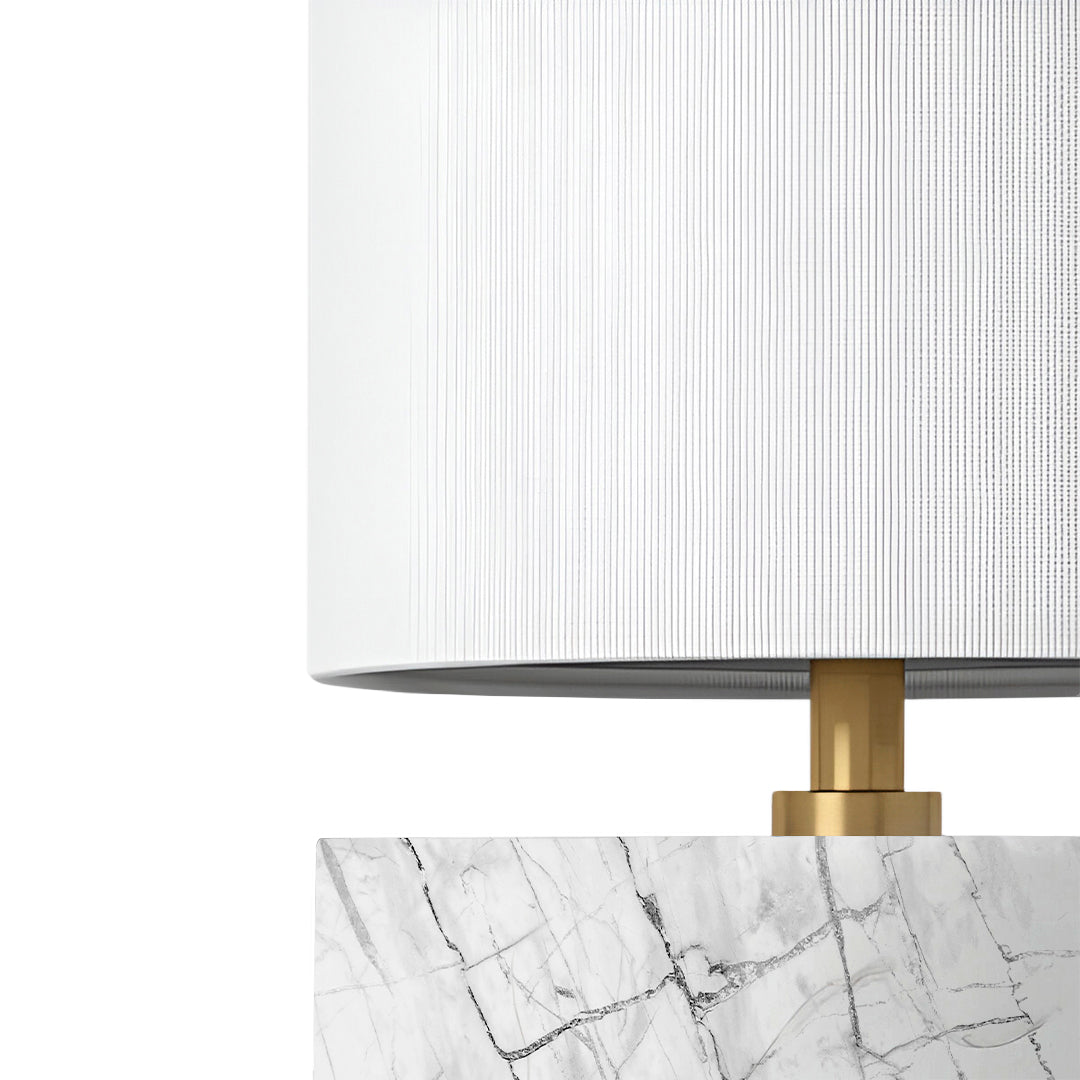 Lámpara de Buró Cilíndrica - tipo Mármol Blanca