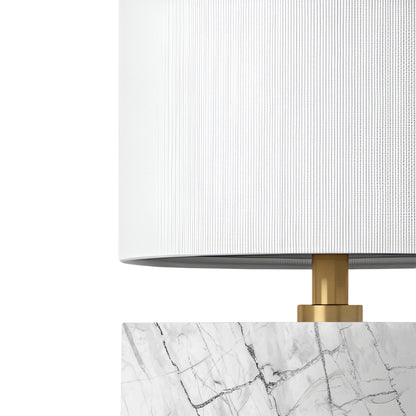 Lámpara de Buró Cilíndrica - tipo Mármol Blanca