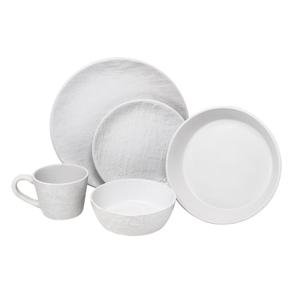 Vajilla Denim Set Individual - Cerámica Blanca 5 piezas