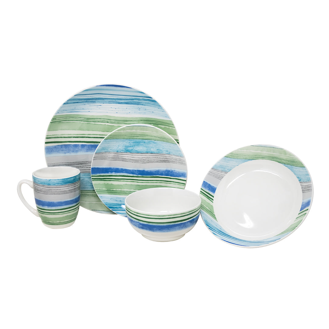 Vajilla Mareeba Set Individual - Cerámica Azul 5 piezas