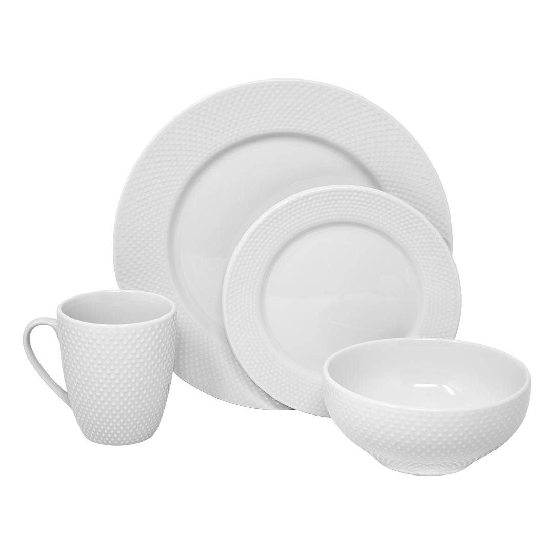 Vajilla Elise Set Individual - Cerámica Blanca 4 piezas