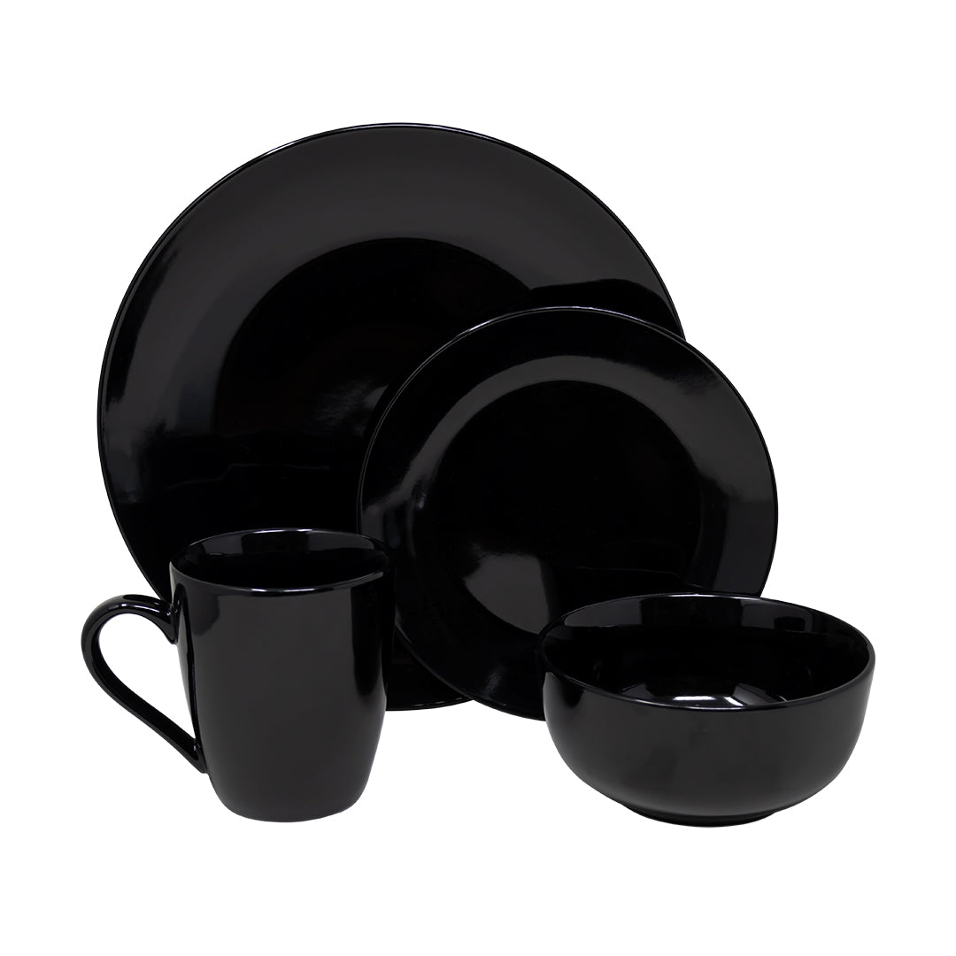 Vajilla BLACK Set Individual - Cerámica Negra 4 piezas