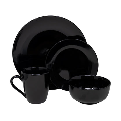 Vajilla BLACK Set Individual - Cerámica Negra 4 piezas