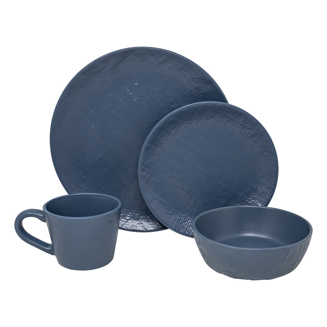 Vajilla Denim Set Individual - Cerámica Azul 4 piezas