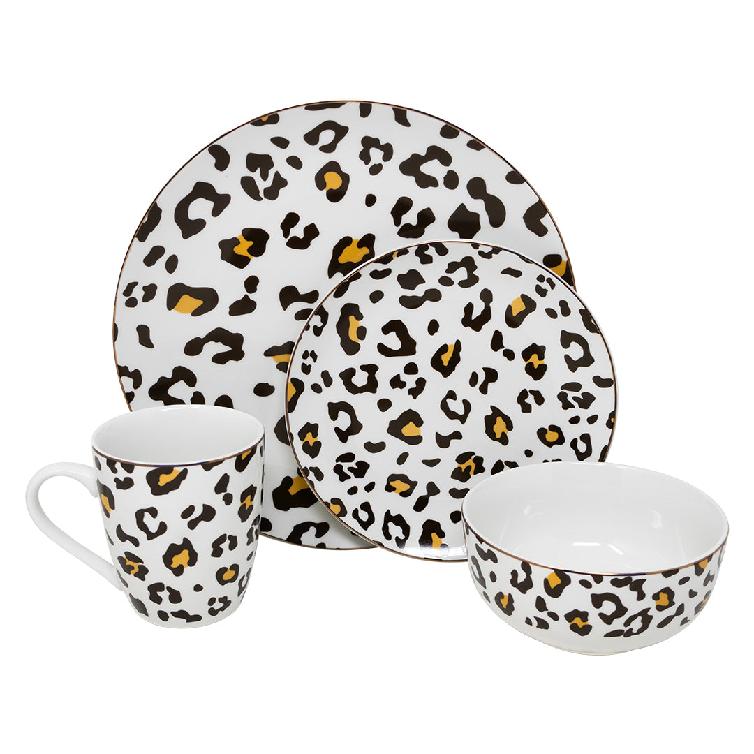 Vajilla Animal Print Set Individual - Cerámica Estampada 4 piezas