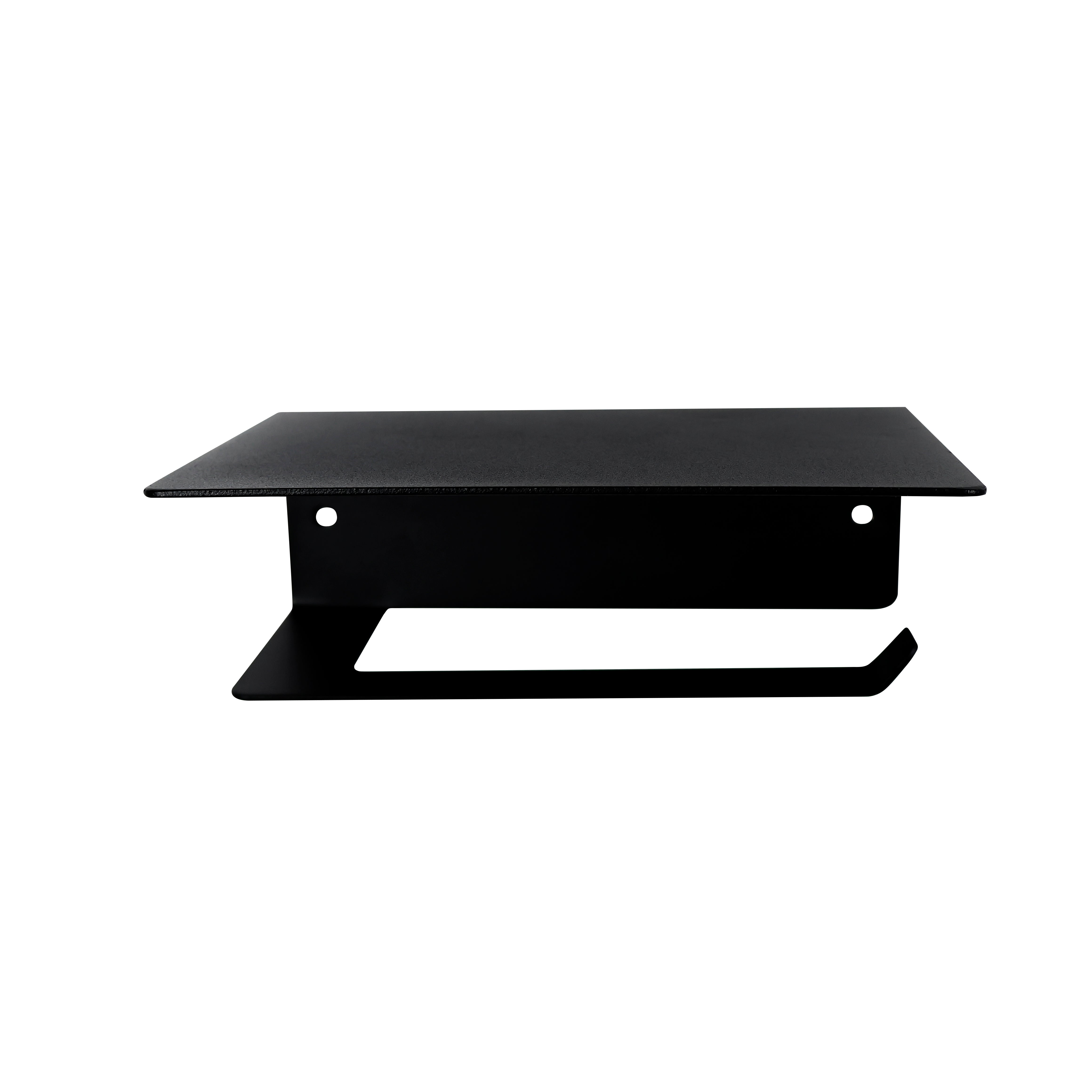 Soporte para Papel Higiénico con Repisa Negro Mate