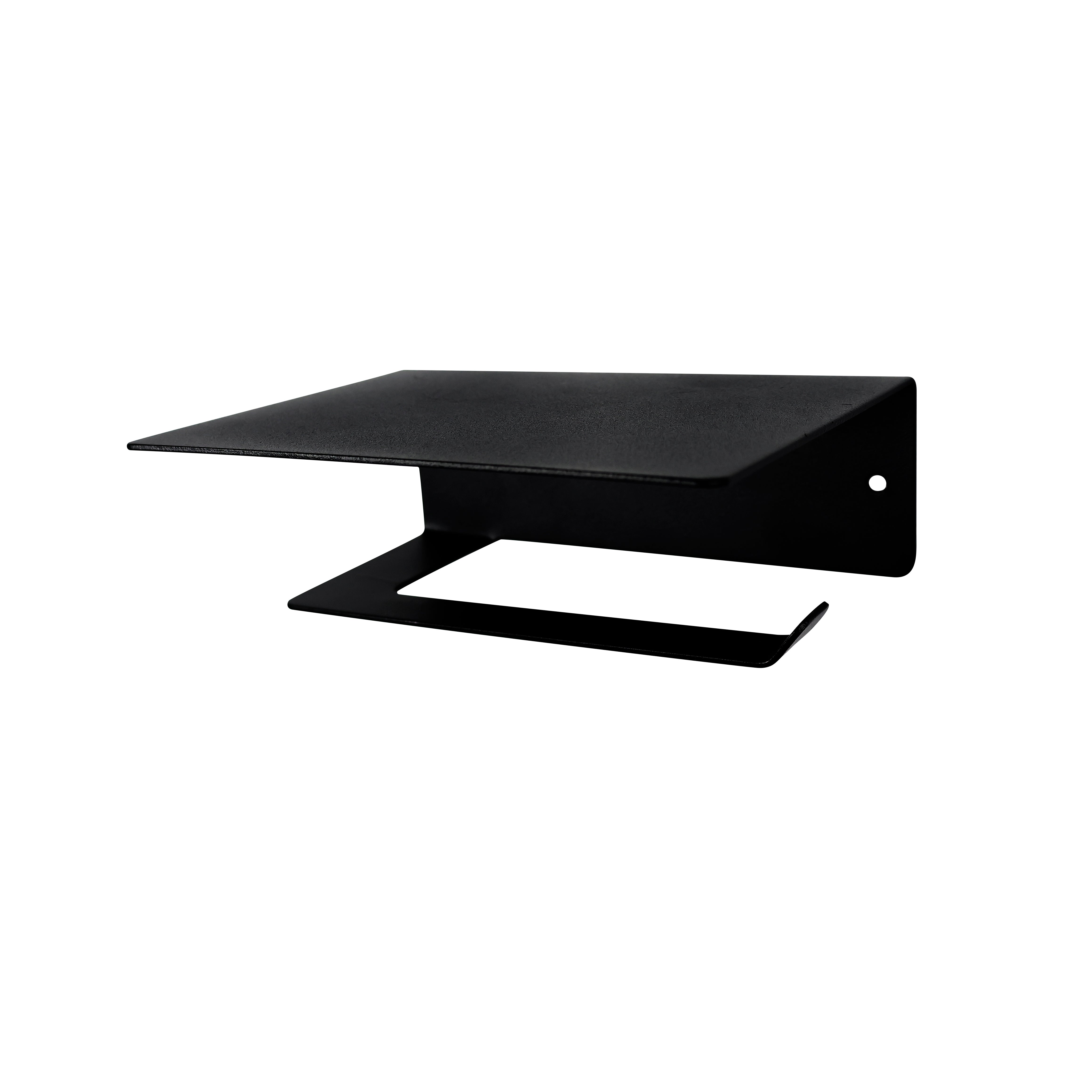 Soporte para Papel Higiénico con Repisa Negro Mate