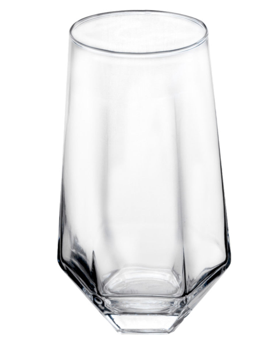 Set de 6 Vasos de Cristal Geométrico Transparente - 540 ml