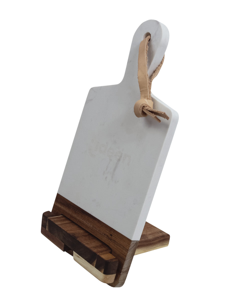 Tabla de Picar de Mármol y Madera con Mango y Soporte