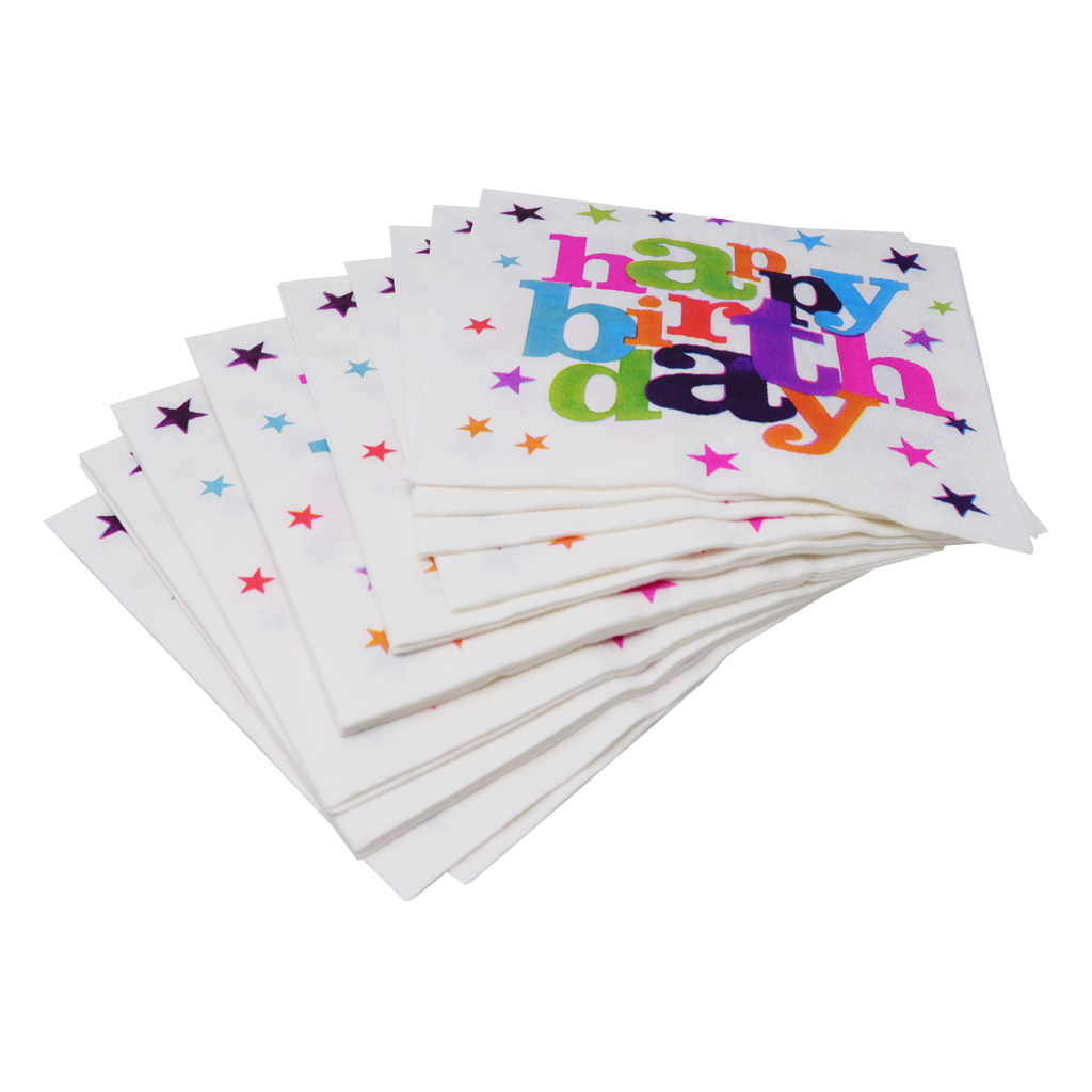 Paquete de Servilletas de Papel Desechables "Happy Birthday" -  16 pzs.
