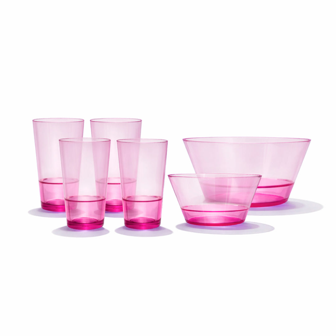 Juego de Bowls 22 y 15 cm con 4 Vasos 350 ml Varios Colores