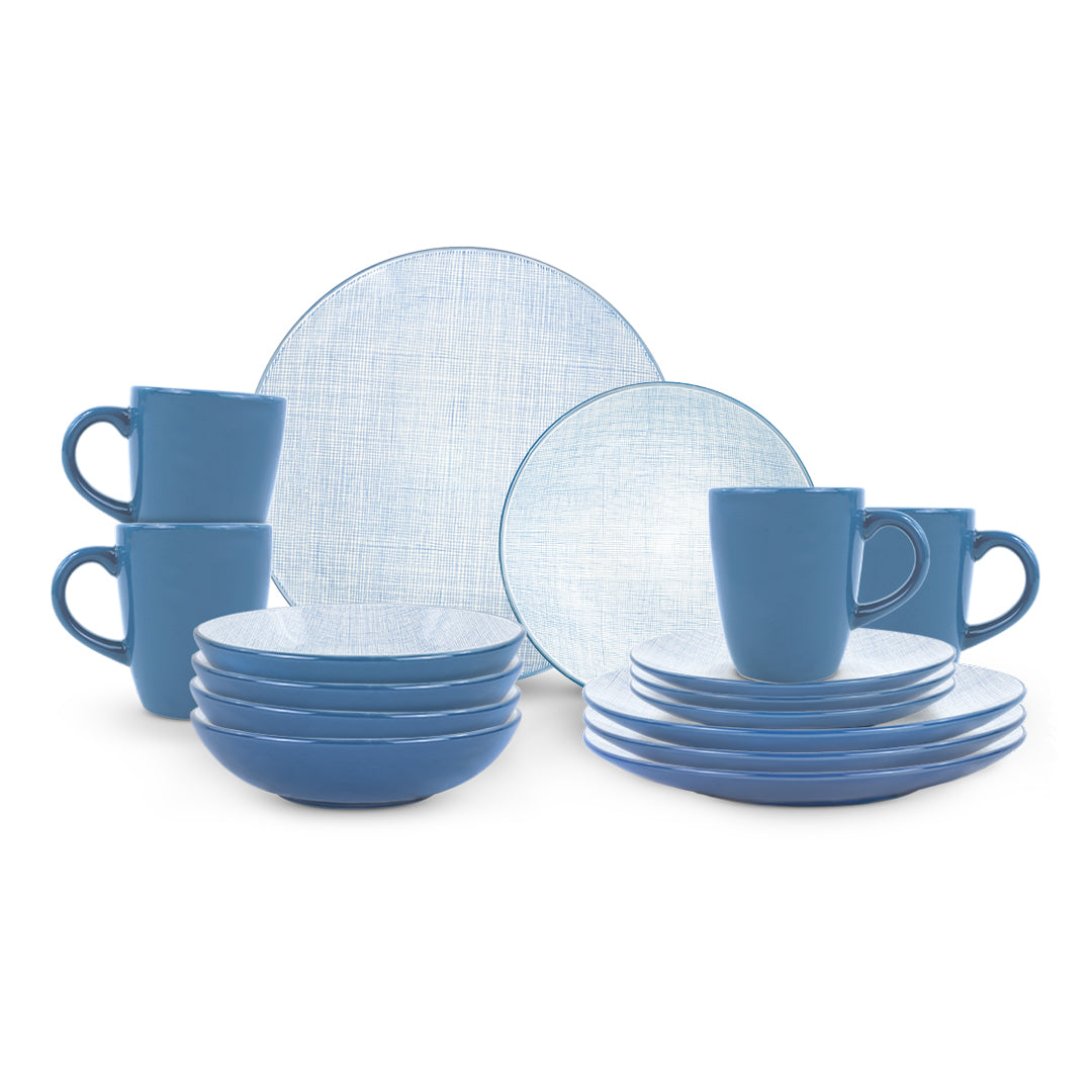Vajilla ISELIN para 4 Personas - Cerámica Azul 16 piezas
