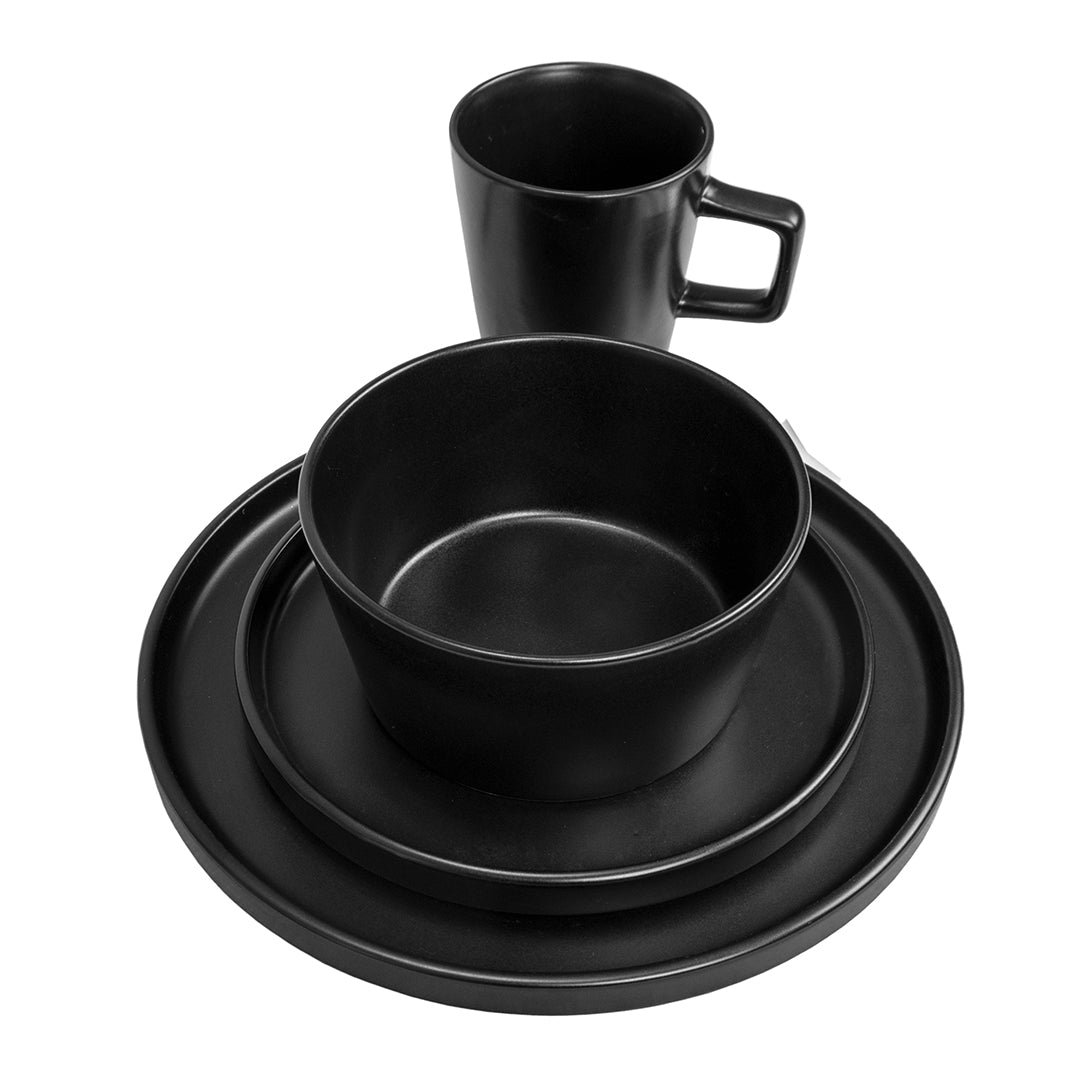 Vajilla SIGRID Set Individual - Cerámica Negro Mate 4 piezas