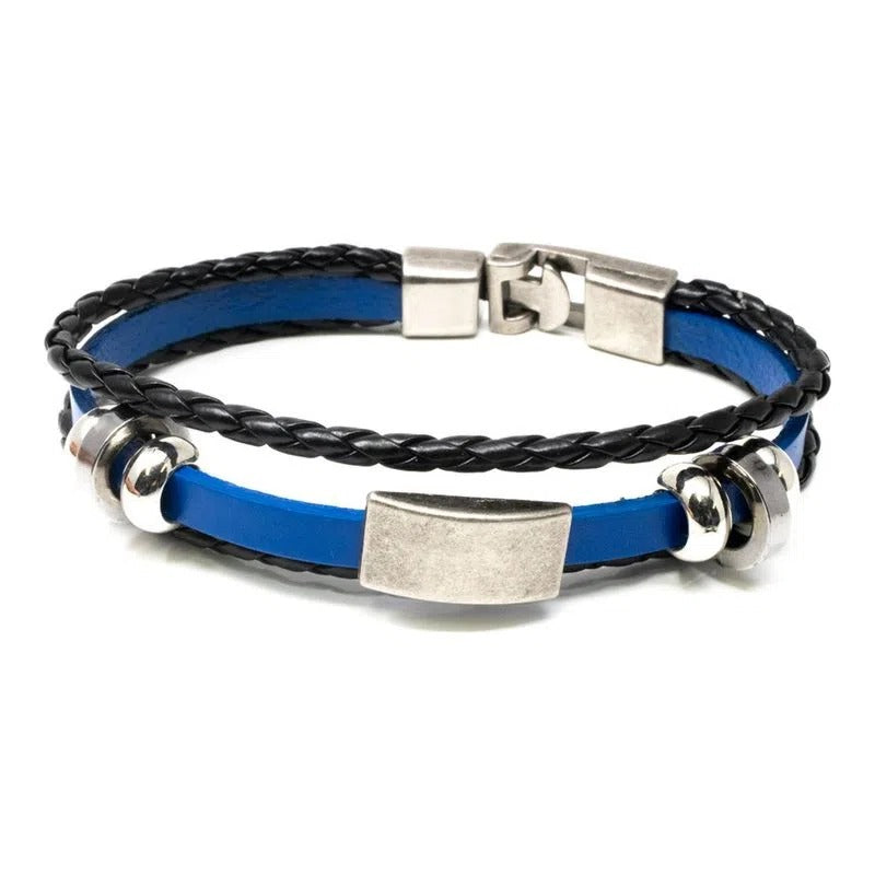 Pulsera para Hombre Azul y Negro con Placa – Estilo Moderno y Personalizable