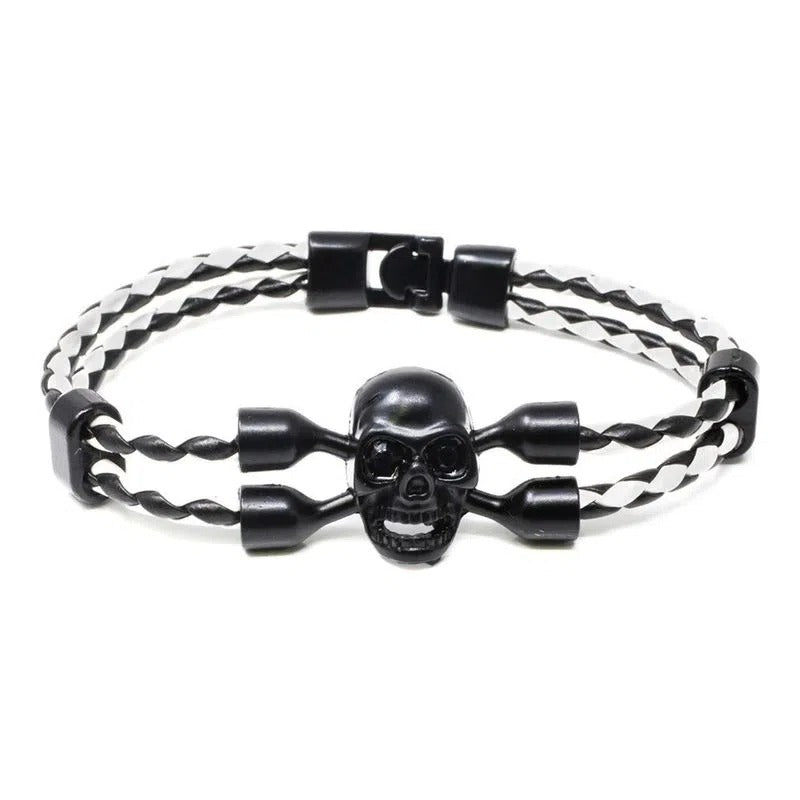 Pulsera Hombre Piel Blanco Y Negro