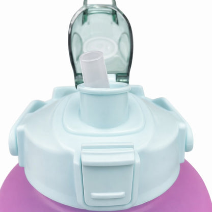Termo de Plástico Deportivo Verde/Morado 3.7 Lt con Asa y Popote